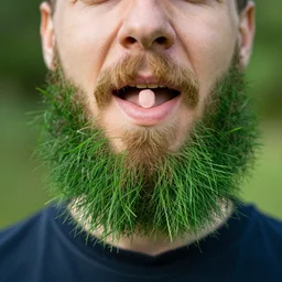 man with grass as a beard