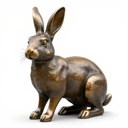 bronze statue of a rabbit, clean 3d render, full body, isolated on a pure white background, centered, entire subject in frame, sharp focus, soft studio lighting