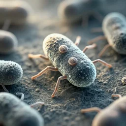 a microscopic image of a bacteria.