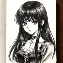 pixiv manga art portrait of 9 0 s goth anime woman, drawn by ilya kuvshinov.