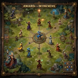 a detailed award - winning game board, realistic painting, very detailed, fantasy, dnd, character design, trending on artstation, top view