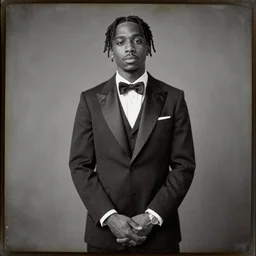 playboi carti wearing a elegant suit, daguerrotype