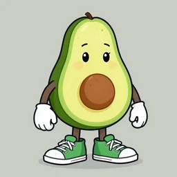 anthropomorphic avocado in sneakers