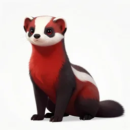 red - and - black weasel / stoat fursona ( furry fandom ), neo - noir setting, detective fiction inspired art tone, small brush strokes, black pen detailing, subtle canvas weathering