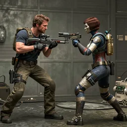 Gordon Freeman fighting Alyx Vance