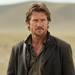 harrison ford as the man with no name from the good the bad and the ugly ( higly detailed, still shot, cinematic, photo realistic, great quality )