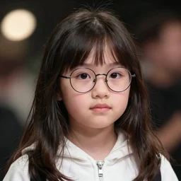 portrait, award - winning, beautiful, cute, adorable, plump round faced, dark brown colored long hair, wearing round glasses, white jacket clothing, asian girl, bokeh, dimly lit, intricate, highly detailed face, 8 k