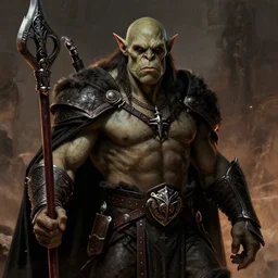 moria orc, portrait, in the style of mike mignola