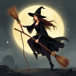 witch on broomstick