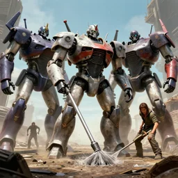 zombies vacuumed up by giant robots