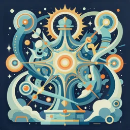 magical artifact illustrated in superflat contemporary style, intricate flat acrylic painting, monumental dynamic illustration, surreal art, intricate detailed illustration, sci - fi poster art