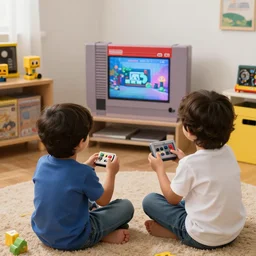 2 9 0's kid playing nintendo nes in a room