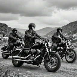 outlaw bikers, as skeletons