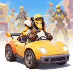 junkrat overwatch in a borderlands 2 car with a borderlands 2 background.