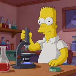 walter white doing chemistry stuff in the simpsons, digital art, octane render