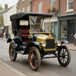 a Victorian street in 1840, Ford Model T, by Caravaggio