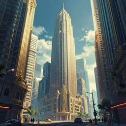 a cyberpunk city at street view, towering ornate buildings for the elite, by hokusai, trending on artstation