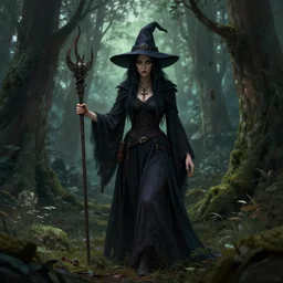 a forest Witch in the style of Greg Rutkowsky, Digital art, very detailed, High definition