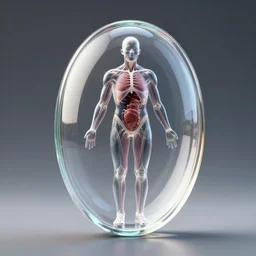 transparent 3 d glass oval inside human anatomy realistic 8 k