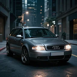 Audi A4 B6 Avant (2002), a gritty neo-noir, dramatic bright lighting, cinematic, establishing shot, extremely high detail, photorealistic, cinematic lighting, artstation, by simon stalenhag, Need For Speec: Carbon Palmont City canyon road, touge, At night