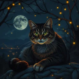cat, style guido borelli, artstation, cinematography, bioluminecent