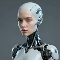a portrait of a female android, by Dan Mumford and Sandra Chevrier, HDR