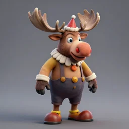 a render of a moose dressed like a clown, a 3 d render by claire falkenstein, deviantart contest winner, rendered in cinema 4 d, daz 3 d, rendered in maya