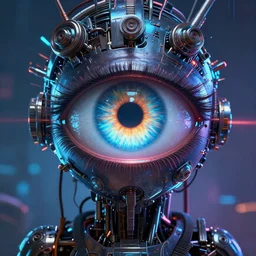 portrait of a mystical giant eye, big brother is watching you vibes, mechanic, dystopian, ( ( cyberpunk ) ), intricate, ( ( ( abstract ) ) ), cinematic, glow, neons, octane render, wlop, greg rutkowski, dan mumford, artgerm