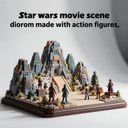 “Star wars movie scene diorama made with action figures”