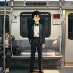 anime train costume in the subway