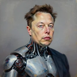 elon musk is cyborg, oil painting