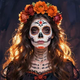 Illustration of a day of the dead girl, art by Cuno Amiet