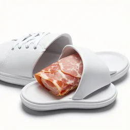 product photo of sneakers that slide open to reveal warm lunch meats stored inside a hidden compartment
