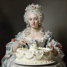 baroque rococo painting woman covered in frosting portrait Greg Hildebrandt high detail fancy cake