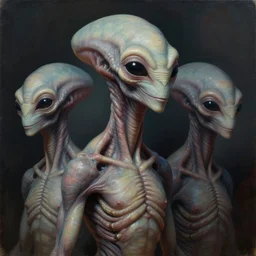 three quarter view, extraterrestrial lifeform portrait, cultured, friendly, 3/4 view, dramatic lighting, painted by andreas rocha
