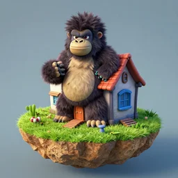 Gorillaz Plastic Beach house on island, Realistic, HDR, 2010 style,,