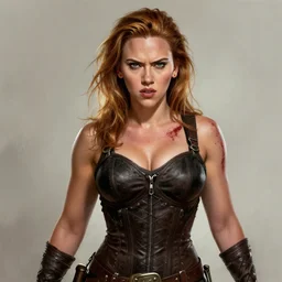 angry muscular scarlett johansson as riddick in chronicles of riddick ( 2 0 0 4 ) movie, d & d, fantasy, intricate, elegant, highly detailed, digital painting,