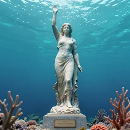a statue under the sea, by wayne barlowe,