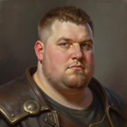 a _ fantasy _ style _ portrait _ painting _ of chubby white male very short hair short stubble, brown hair, rpg dnd oil _ painting _ unreal _ 5 _ daz. _ rpg _ portrait _ extremely _ detailed _ artgerm _ greg _ rutkowski _ greg