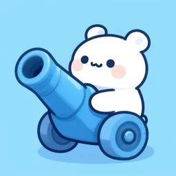 a cute chubby cannon, stylized, hand painted, digital art, blue scheme, mobile game