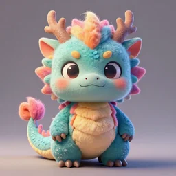 cuddly colourful caricature - 3 d vfx art - of fluff dragon, art style by zdzisaw beksinski, tadanori yoko & hsiao - ron cheng, character concept art, unreal engine render, digital illustration, sharp, intricate detail, volumetric light, ray tracing, soft light, claymation style, symmetric, acrylic on canvas, pinterest, artstation,