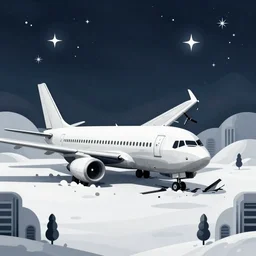 fallen airplane plane crash 1 9 2 0 landscape stars snow architecture detailed illustration surrealism by klimczak