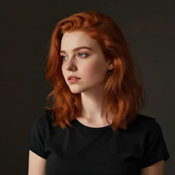 girl with medium length red hair. black shirt. looking away! centered median photoshop filter cutout vector behance hd artgerm jesper ejsing!