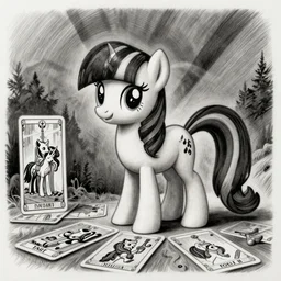 my little pony, tarot, black and white graphite drawing, agostino arrivabene