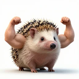a hedgehog with giant biceps
