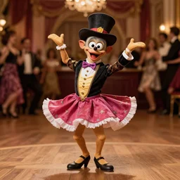 nimble gorilla dancing in the ballroom
