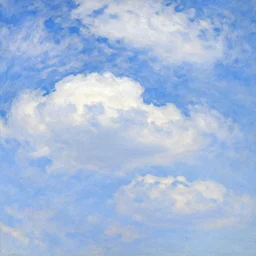 blue sky, illustration, blueish, whiteish, dreamy, impressionism, claude monet style