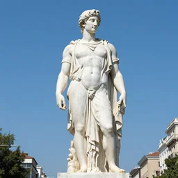 a giant greek statue in the center of the city