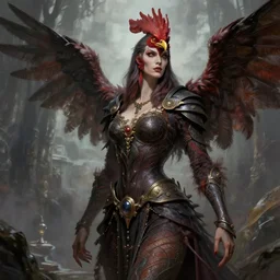 The wise female anthropomorphic Cockatrice exorcist, fantasy art, in the style of Frank Neidhardt, amazing detail, epic art, intricate, artstation, smooth, sharp focus
