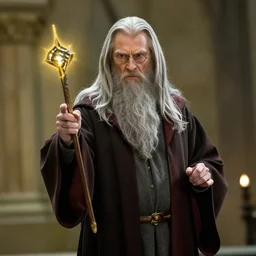 realistic photo of gendalf learn magic harry potter, hd, artstation,
